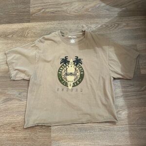 Tan Graphic T-Shirt with Palm Tree Design